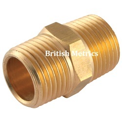 Brass Hex nipple 1/8 BSPT x 1/8 NPT