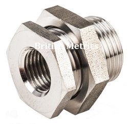 BHF12P Bulkhead Fitting Stainless 1 BSPP x 1/2 BSPP with Nut