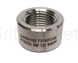 HFCOUPA43K-R1/2 Half Coupling 1/2 BSPT 3000# 316L