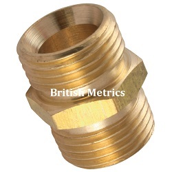 PM38-14 Hex Nipple 3/8 x 1/4 BSPP Brass