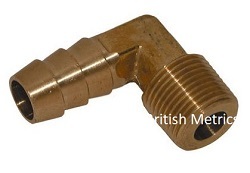 EHT-14-6 Cast brass elbow 6mm hose tail with 1/4 BSPT threads