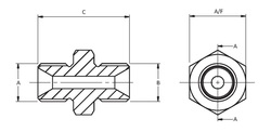 2G-12G-MM-10K Adapter 10K 1/8 BSPP x 3/4 BSPP